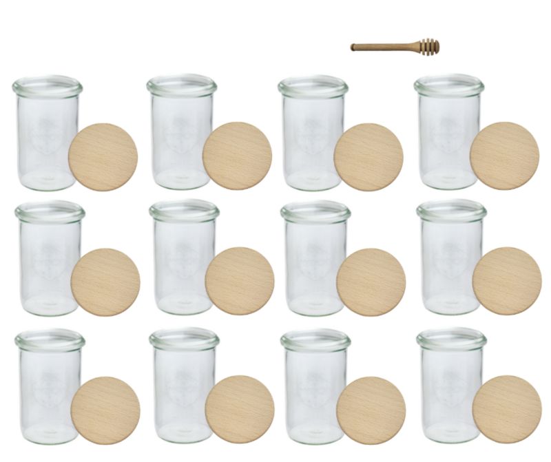 Słoiki MODO24 Weck 1050 ml fi 100 mold drewniane wieka nabierak 12 kpl.