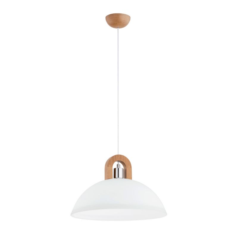 Lampa wisząca Alfa Migot 3805 jasne drewno-biała-chromowana do kuchni 1xE27 x 15W 1 szt.