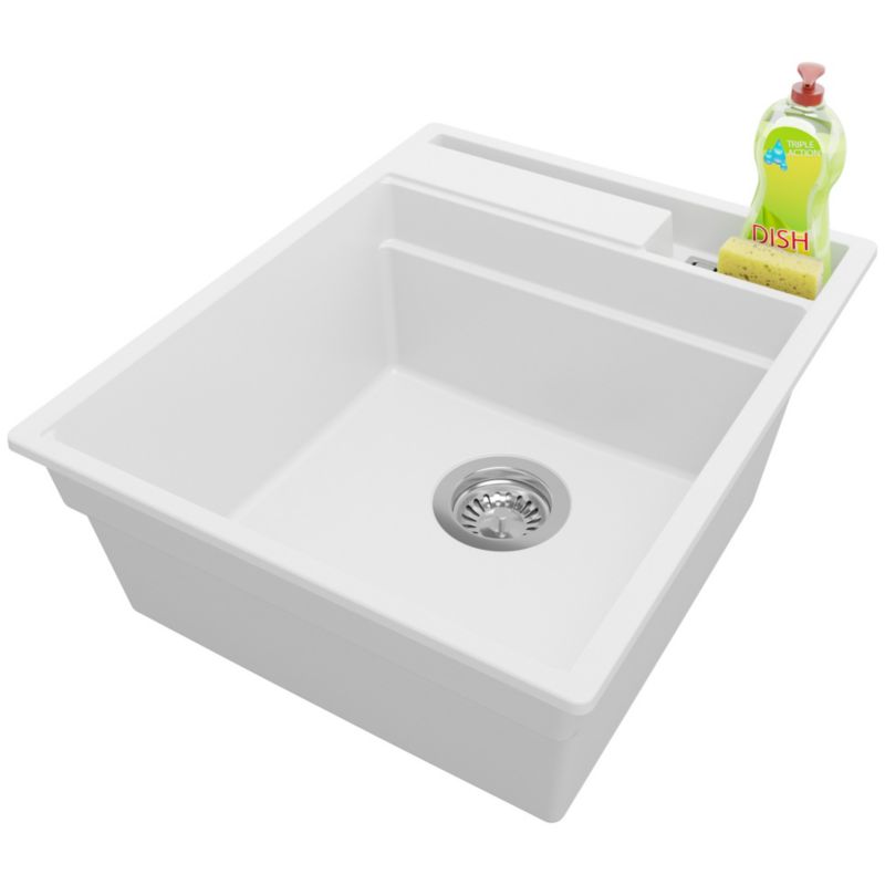 Zlewozmywak Oslo Pocket PRIMAGRAN Nablatowy 43x53cm do szafki od 45cm z Syfonem Biały 1 szt.