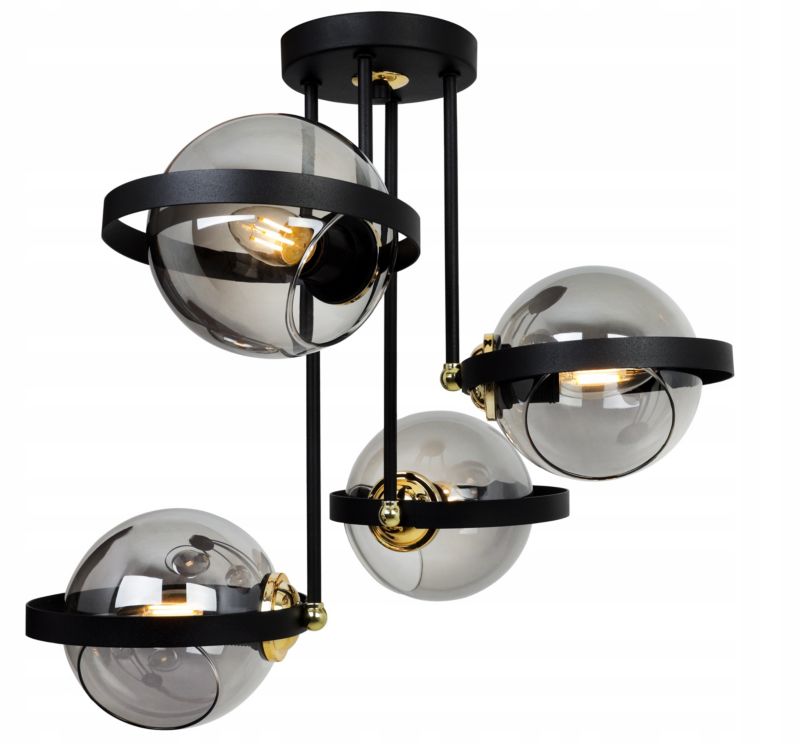 Lampa sufitowa wisząca Light Home LH Ring 4x E27 60W czarny/złoty 1szt.