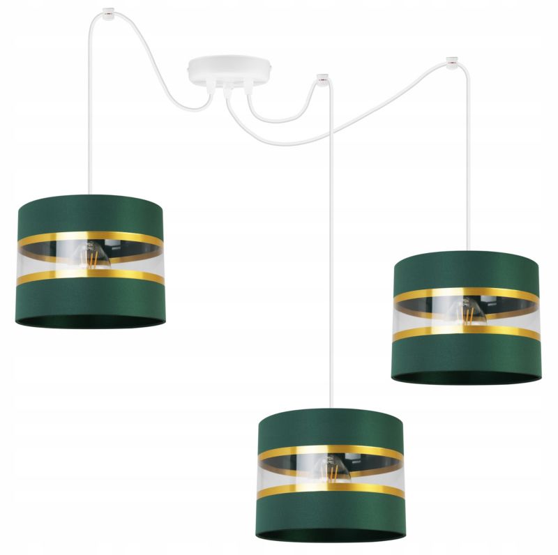Lampa sufitowa wisząca Light Home LH Spider Elegance Gold 3x E27 60W zielony/biały 1szt.