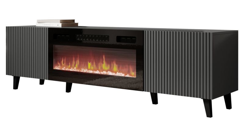 Szafka RTV z kominkiem MIRJAN 24 Vamos Grey 180 antracyt 1 szt.