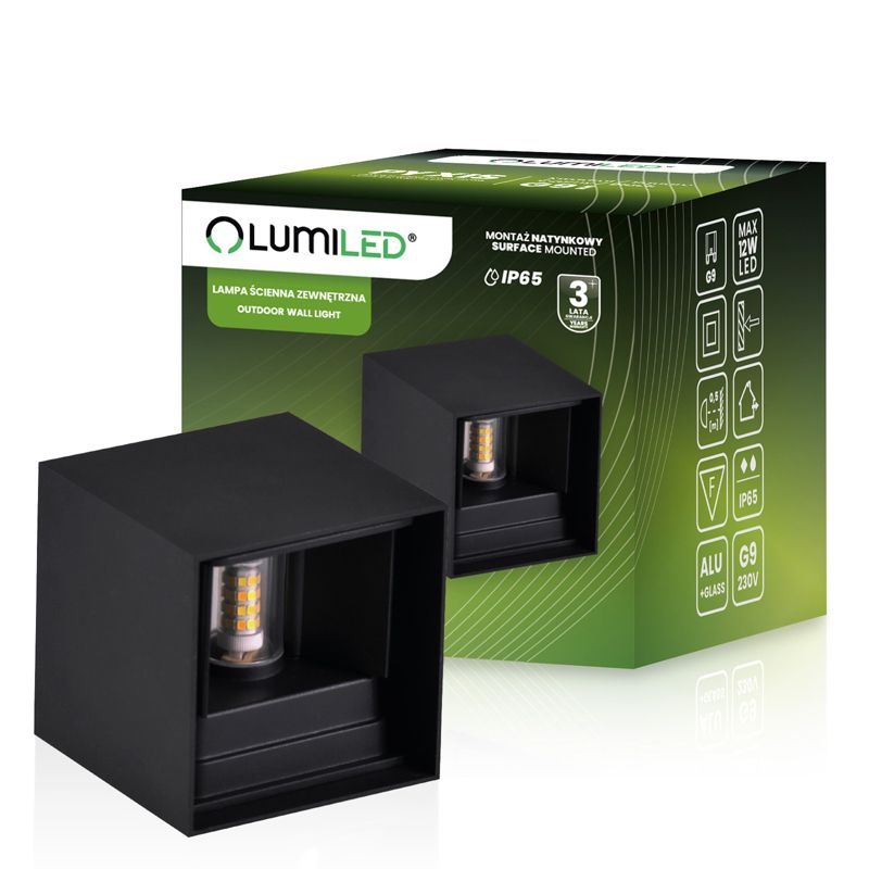 Kinkiet Ogrodowy Lumiled Elewacyjny LED G9 Regulowany Czarny 1 szt.
