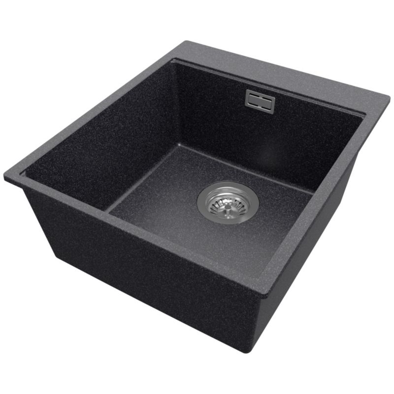 Zlewozmywak Oslo PRIMAGRAN Nablatowy 43x50cm do szafki od 45cm z Syfonem Grafitowy 1 szt.