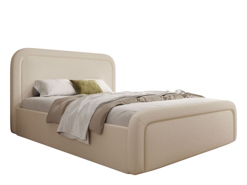 Łóżko tapicerowane z pojemnikiem MebleMWM SFG0154 140x200 boucle beżowy-3 1 szt.