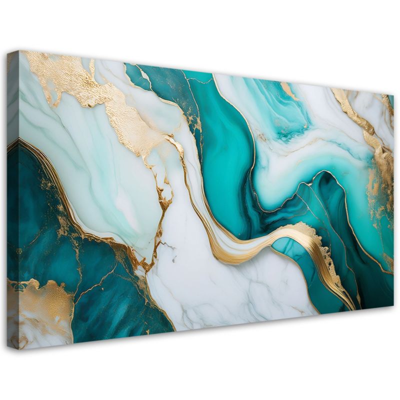 Obraz na płótnie Feeby Turkusowy Kamień Marmur ze Złotem 100x50cm 1szt
