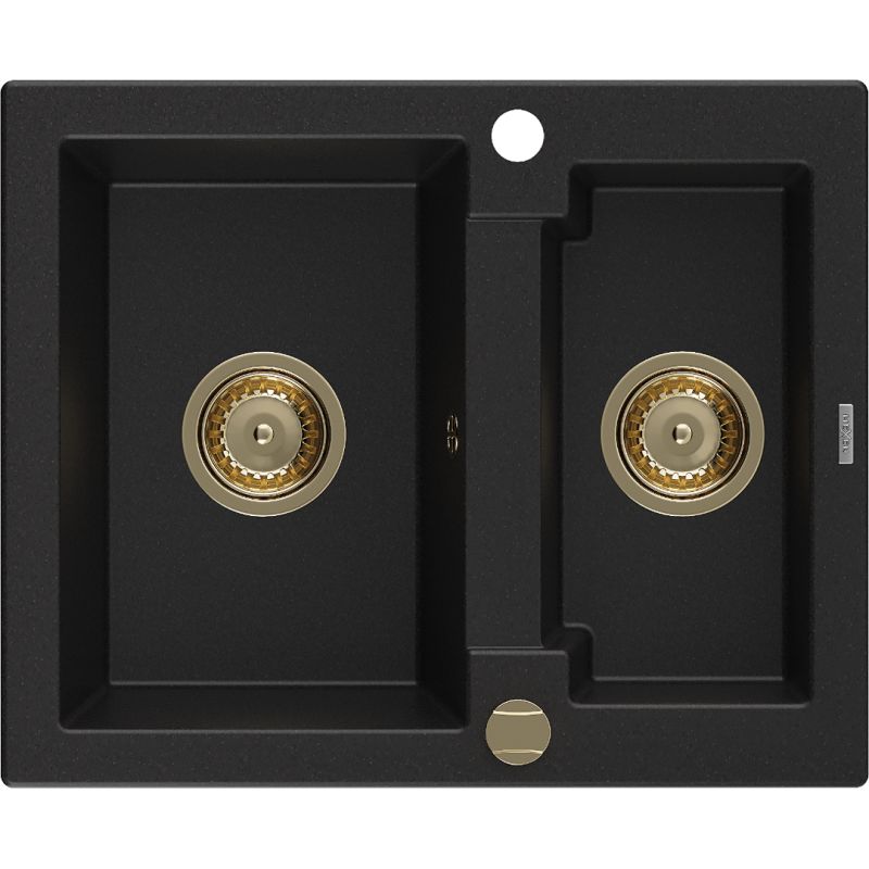 Zlewozmywak wpuszczany Mexen Carlos 1,5-komorowy czarny 582x475 mm 6518581500-77-G