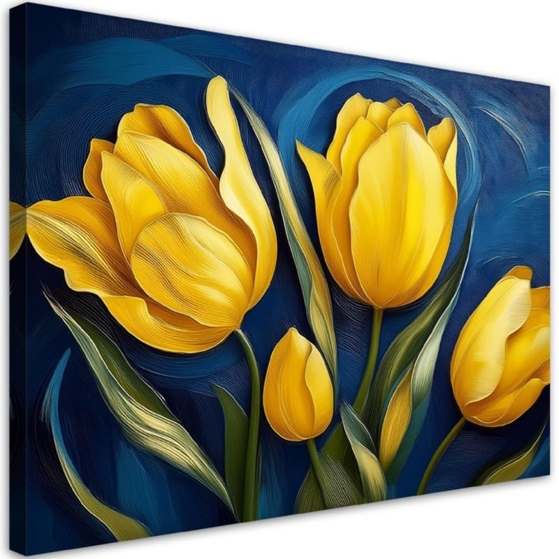 Obraz do salonu sypialni Feeby Żółte Tulipany Natura Kwiaty 120x80 cm 1szt