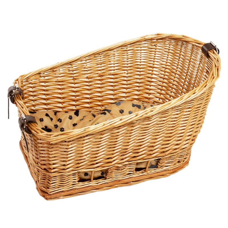 Kosz wiklinowy rowerowy Be-active.pl transporter na bagażnik dla psa kota + poduszka 1 szt.