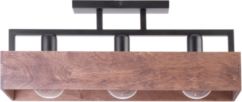 Lampa sufitowa wisząca Sigma Lighting Dakota 6881 ciemne drewno-czarna dekoracyjna 3xE27 x 1 szt.