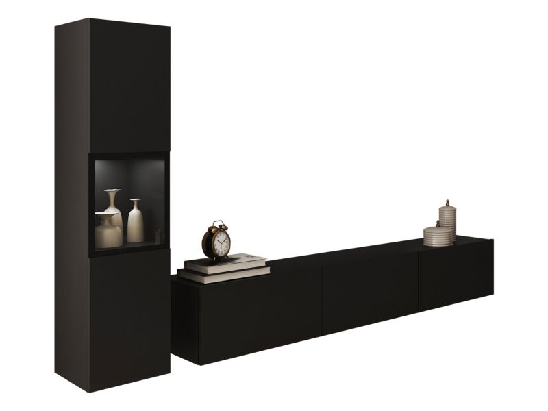 Meblościanka MIRJAN 24 Berlin I z oświetleniem LED czarny grafit 1 kpl.