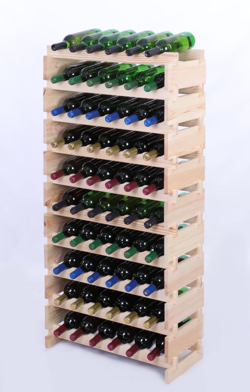 Stojak na wino MODO24 regał modułowy na butelki 10 leżni x 6 butelek montaż bez narzędzi naturalne drewno 1 szt.