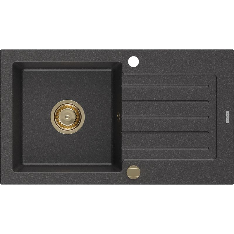 Zlewozmywak wpuszczany Mexen Pablo 1-komorowy czarny nakrapiany 752x436 mm 6510751010-76-G
