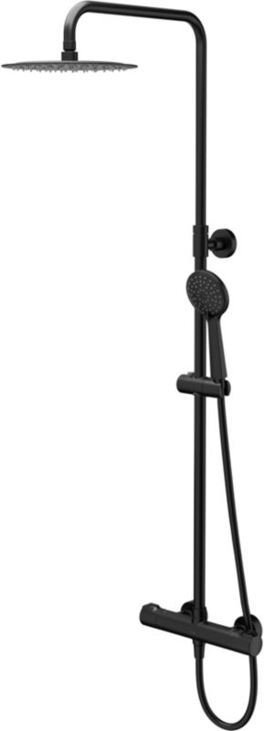 Zestaw prysznicowy termostatyczny Cersanit City czarny z deszczownicą i słuchawką ABS 1 szt.