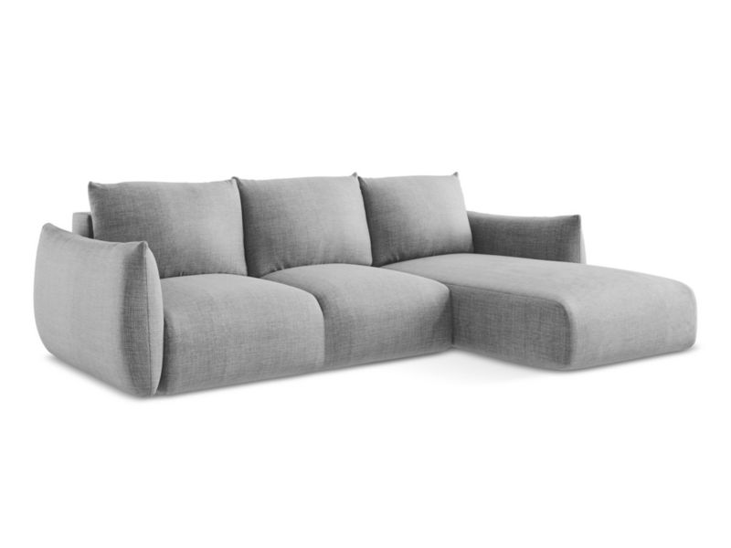 Narożnik prawostronny z funkcją spania LaMiaSofa SAVONA z tkaniny strukturalnej 242x162 cm jasny szary 1 szt.