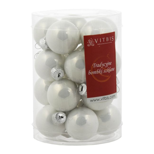 Bombki gładkie Vitbis 3 cm w tubie białe 20 szt.