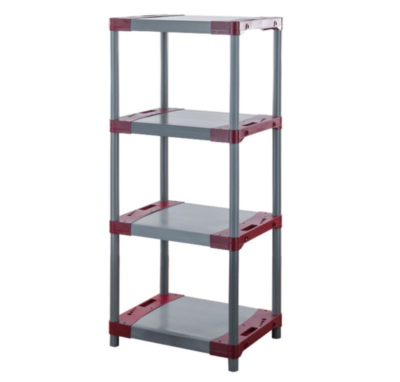 Regał plastikowy MODO24 czerwony garażowy 138x70x46 cm 97% recykling 1 szt.