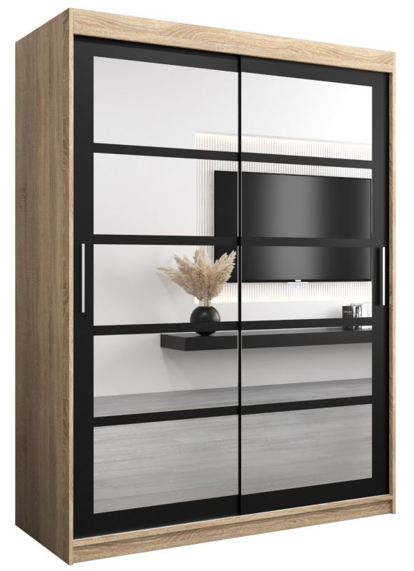 Szafa przesuwna Abiks ROMA 2 150 sonoma + czarny mat 1 szt.