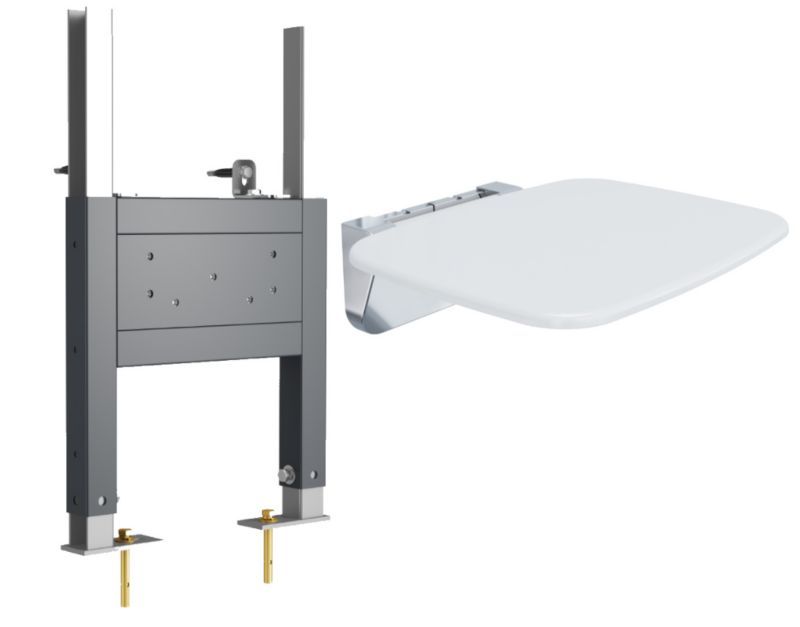 Siedzisko prysznicowe Domotechnika białe 130kg ze stelażem 300kg antybakteryjne dla niepełnosprawnych 1szt