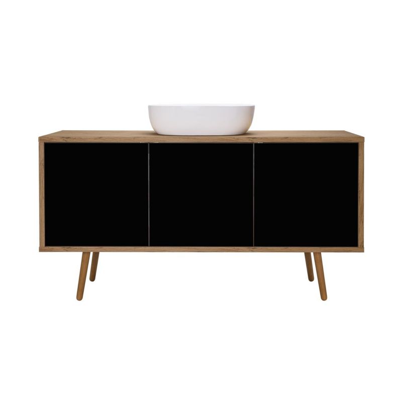 Szafka podumywalkowa Oltens Hedvig 140x45x49,7 cm wisząca czarna-dąb 1 szt.