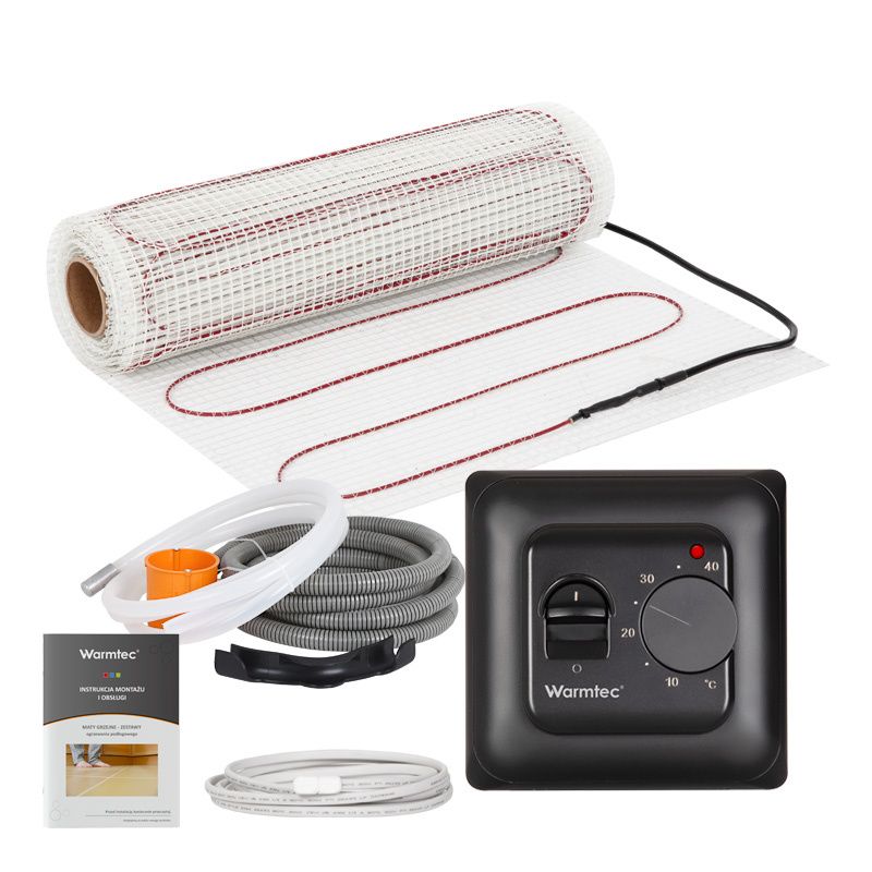 Mata grzewcza grzejna pod płytki Warmtec 8m² 160W/m² zestaw czarny regulator DSH-80/T73 1szt.