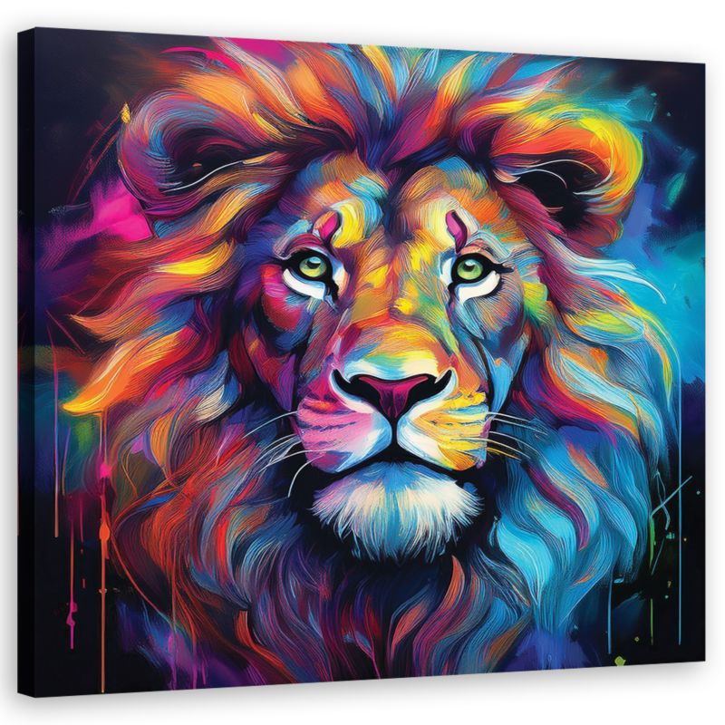 Obraz do salonu sypialni Feeby Lew Pop Art Kolorowy 60x60 cm 1szt