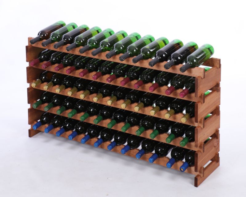 Stojak na wino MODO24 regał modułowy na butelki 5 leżni x 12 butelek montaż bez narzędzi impregnacja brązowa 1 szt.