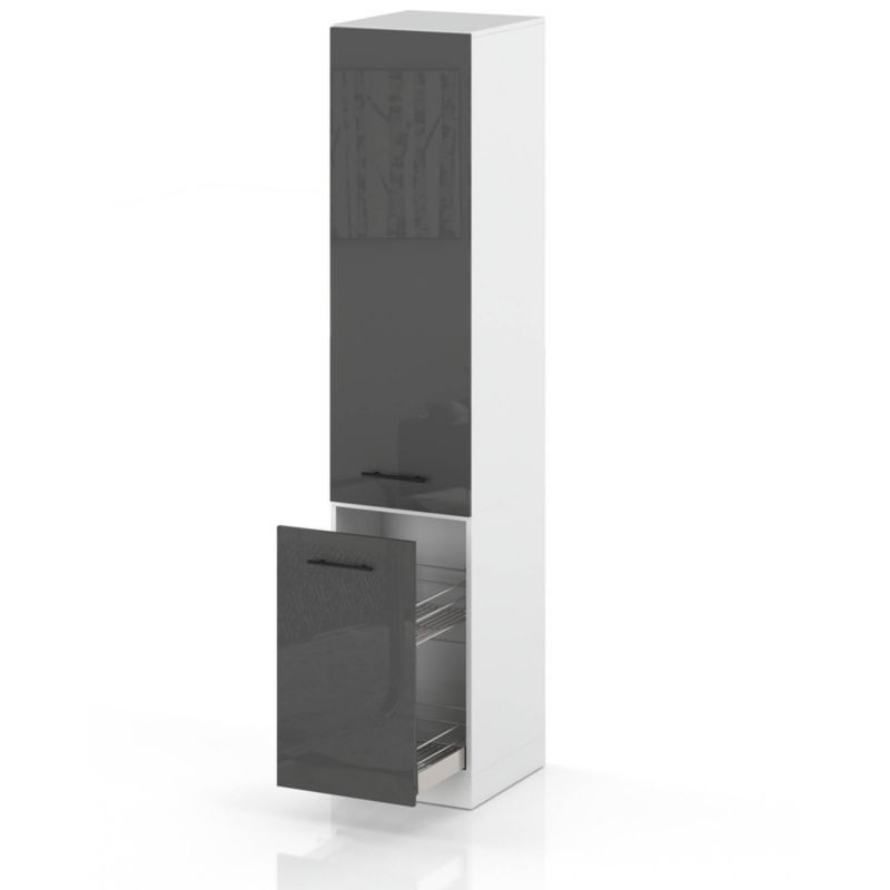Szafka Kuchenna Hurtownia-Mebli Stojąca Cargo S40 CARGO sPremium 40cm Biały Mat Szary Połysk 40x58x211 cm 1szt.
