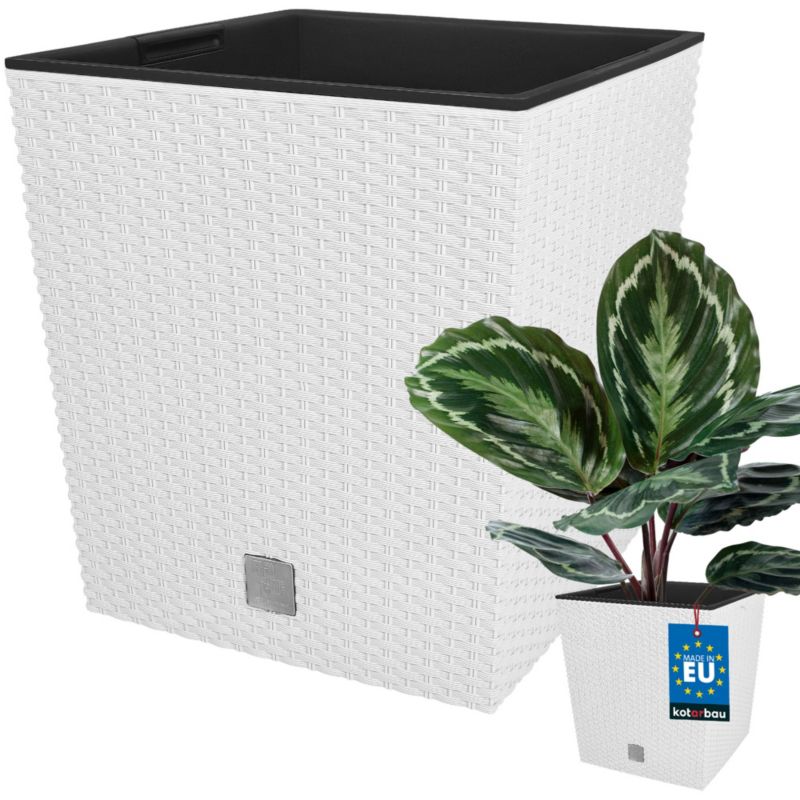 Doniczka ogrodowa KOTARBAU rattan z wkładem biała 26x26 cm 1 szt.