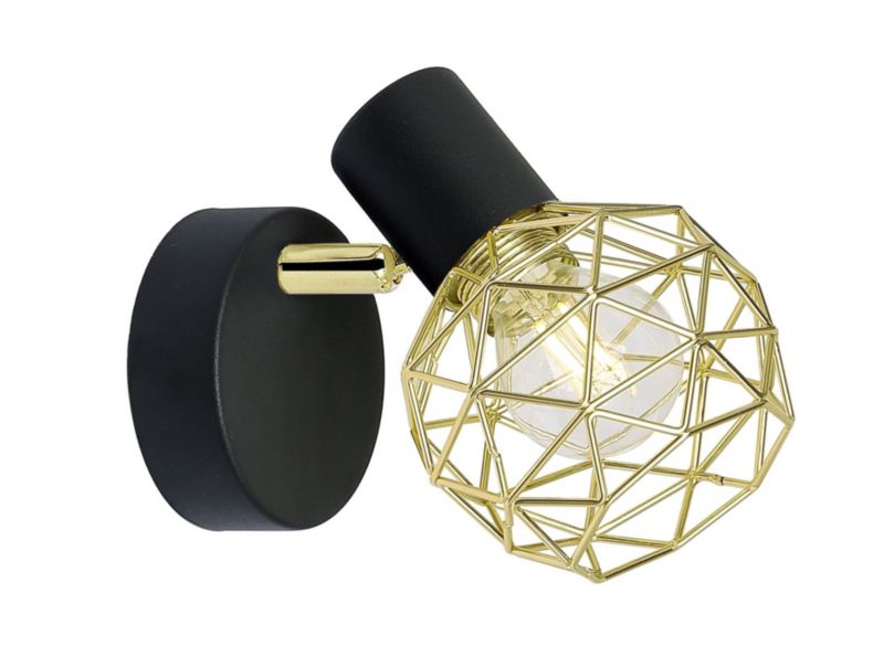 Kinkiet ścienny Candellux Acrobat czarny-mosiądz-złoty 1 x E14 x 40W IP20 wym: 13 x 17 x 11 cm - 1 szt.