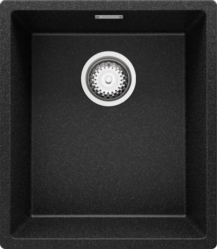 Zlewozmywak Londyn Slim PRIMAGRAN Nablatowy 41x47cm do szafki od 45cm, Grafitowy + Syfon, S119, 1 szt.