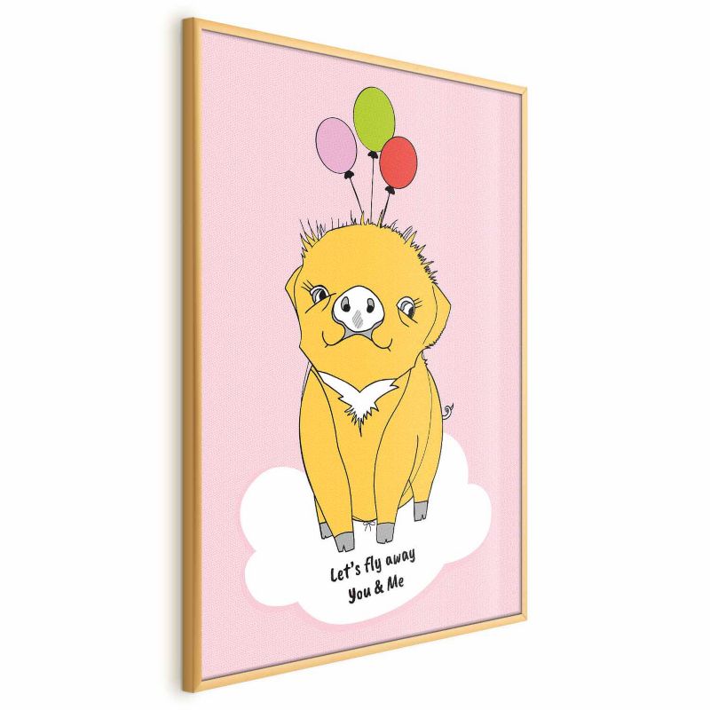 Plakat Artgeist Podniebna świnka 60x90 cm z ramą złotą 1 szt