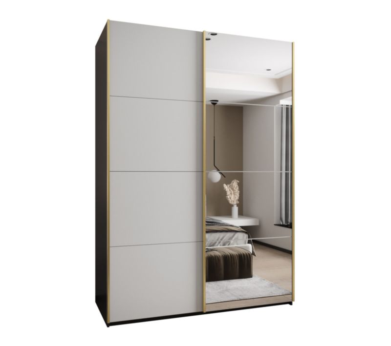 Szafa przesuwna Abiks LUX 3 wysoka szer.180cm czarny/biały/złoty 1szt.