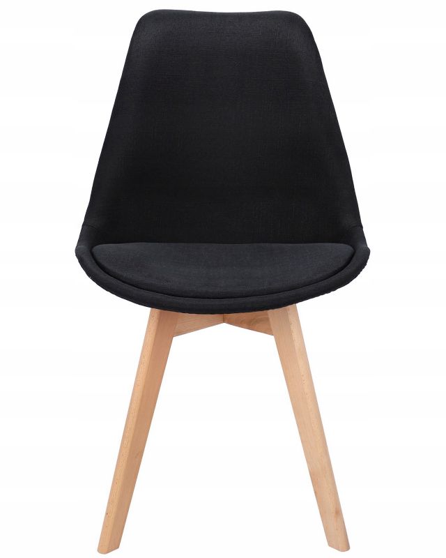 Krzesło welurowe JUMI tapicerowane czarne do salonu jadalni wygodne eleganckie 1 szt.