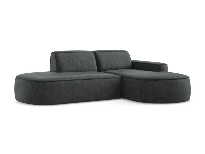 Narożnik prawostronny LaMiaSofa MELISSA z tkaniny szenilowej 284x166 cm ciemny szary 1 szt.