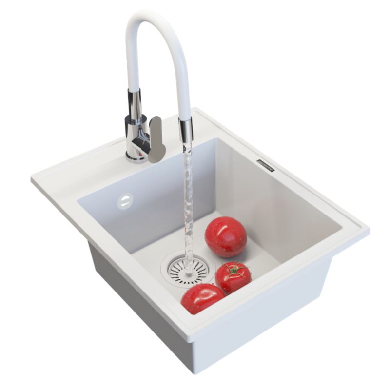 Zlewozmywak Granitowy Jednokomorowy Nero Granitan z Baterią i Syfonem 1kpl.