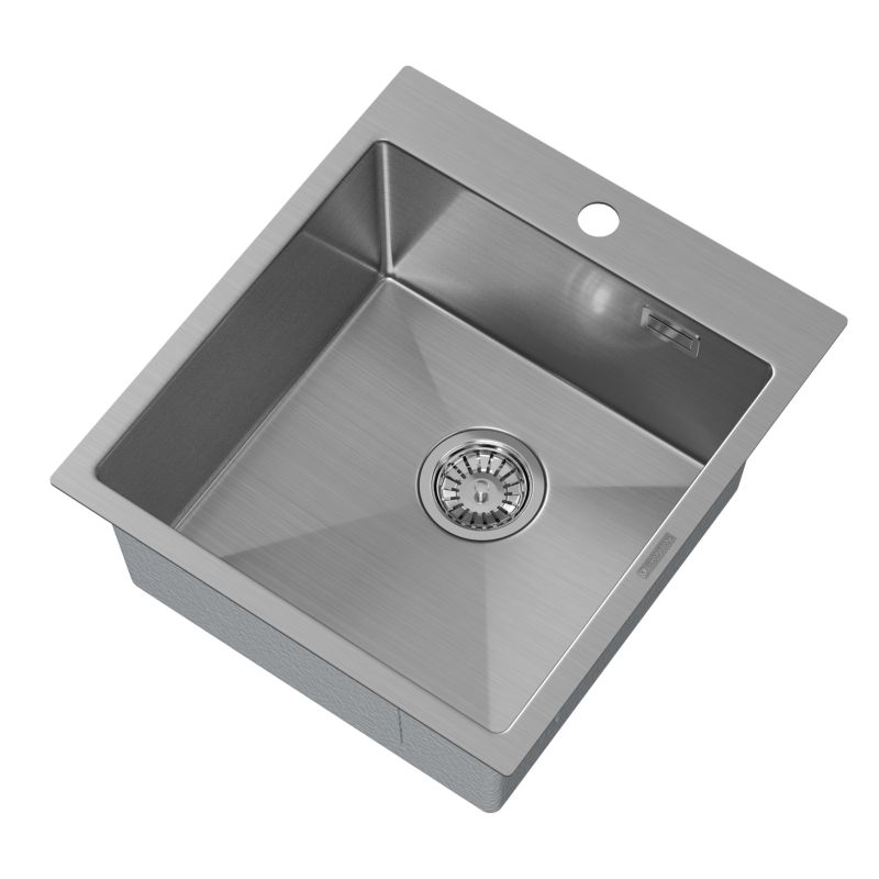 Zlewozmywak Stalowy Jednokomorowy Chrom Granitan Bez Ociekacza Silvo 45x50 + Syfon 1 Kpl.