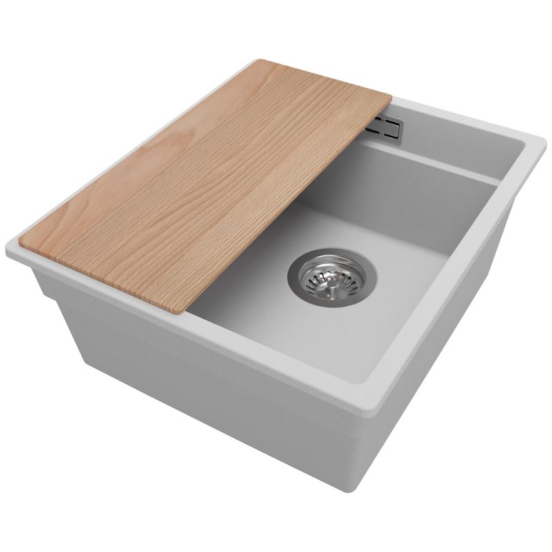 Zlewozmywak Praga Slim PRIMAGRAN Nablatowy 41x47cm do szafki od 45cm z Syfonem i Dodatkiem Szary 1 szt.