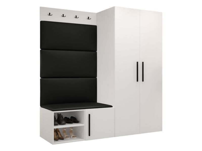Garderoba MIRJAN 24 Medi I biały + czarna ekoskóra 1 kpl.