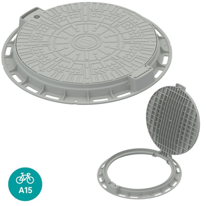 Okrągła plastikowa pokrywa Vodaland szara kl.A15 średnica 800 mm 1 szt.