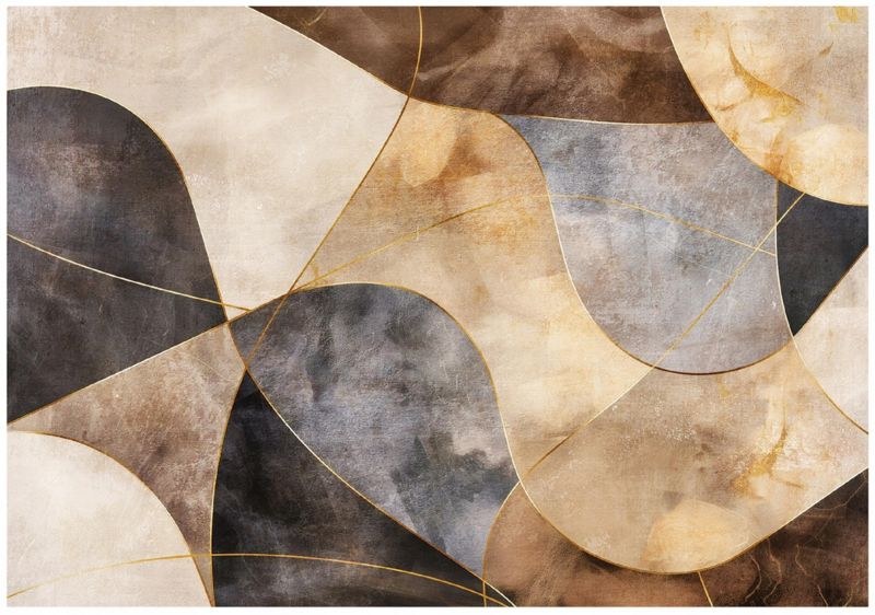 Fototapeta WALLARENA Do Sypialni Salonu Winylowa Art Deco Geometria Abstrakcja Beżowy 368x254 cm 15978W8 1 szt.