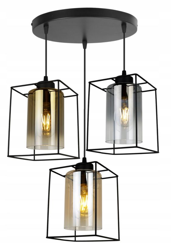 Lampa sufitowa wisząca okrągła Light Home LH Hella Cage 3x E27 60W szkło multikolor 1szt.