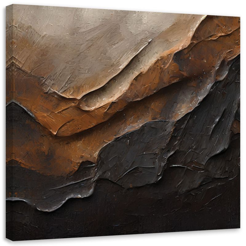 Obraz do salonu pokoju Feeby Abstrakcja Tekstura Brązowa 60x60 cm 1szt