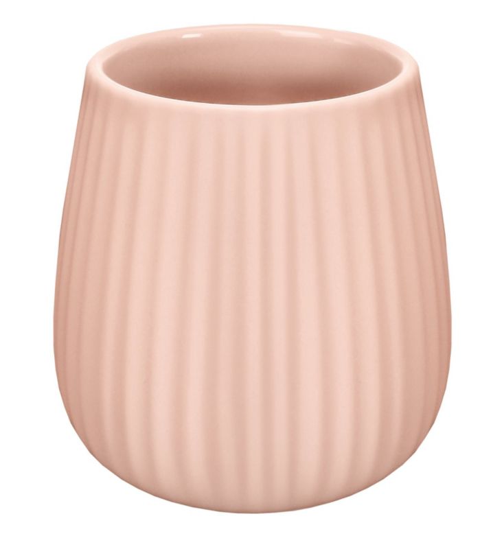 Kubek na szczoteczki Kleine Wolke Groove, różowa kamionka, soft touch, 480 ml, 1 szt.