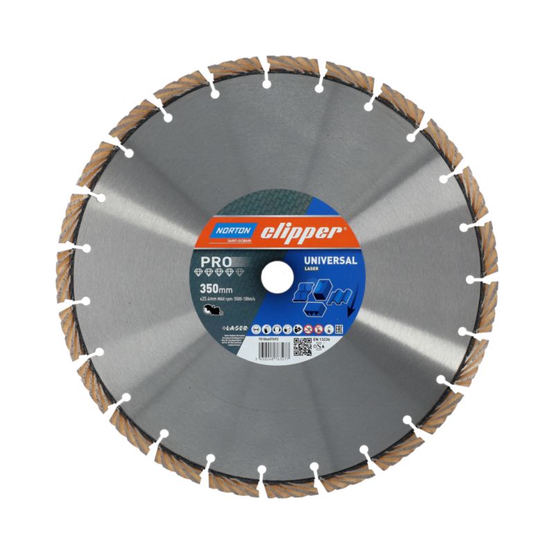 Tarcza diamentowa Norton Clipper PRO LASER UNI do materiałów budowlanych 350 x 25,4 mm