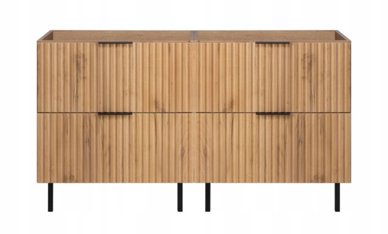 Szafka łazienkowa Furnidea 120 cm dąb craft złoty ryflowana z blatem FLOW 1 szt.