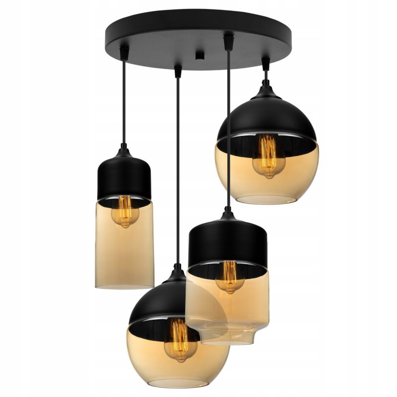 Lampa sufitowa wisząca Light Home LH Oslo Mix 4x E27 60W czarny/złoty 1szt.