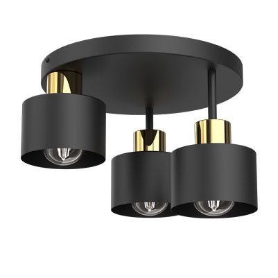 Lampa sufitowa wisząca Luminex Parkla czarny mat-złoty połysk wym: 22,5 x 36 x 36 cm 3xE27 x 15W 1 szt.