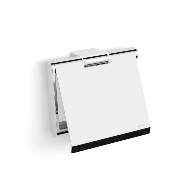 Uchwyt na papier toaletowy Oltens Vernal chrom z klapką 13,3x11,8 cm montaż przykręcany 1 szt.