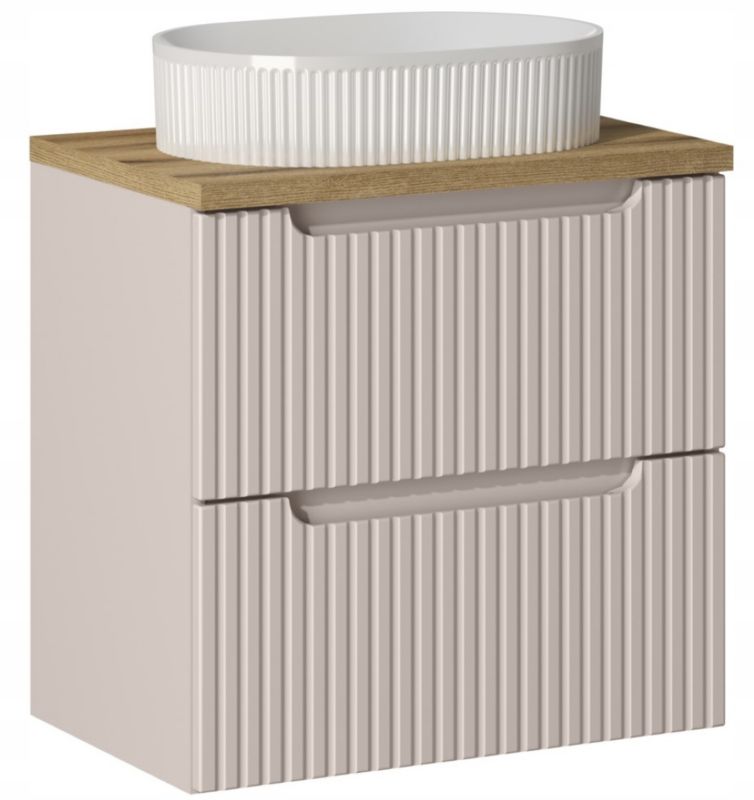 Szafka pod Umywalkę łazienkowa 60 cm Wisząca z Blatem Dąb Nova Kaszmir Kaszmirowa z Umywalką Furnidea 1 szt.